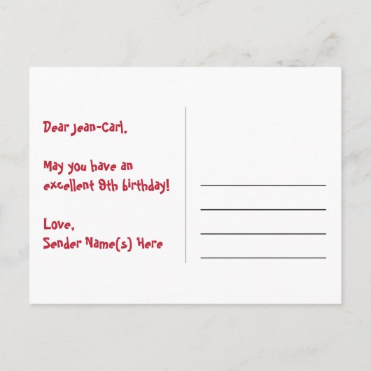 9e verjaardag: roze strepen & harten, regenboog 9 briefkaart (Achterkant)