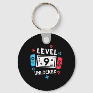 9e Verjaardag Shirt Boy Level 9 Ontgrendeld Videog Sleutelhanger