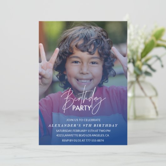 9e verjaardag uitnodiging Verjaardagsfeest Foto jo (Staand voorkant)