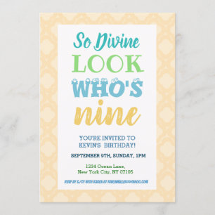 9e verjaardag Uitnodiging woorden