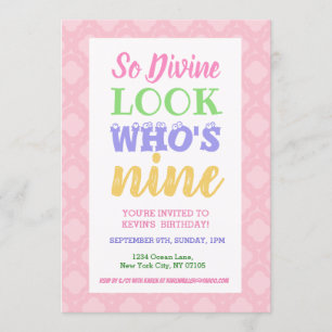 9e verjaardag Uitnodigingslogans Kaart