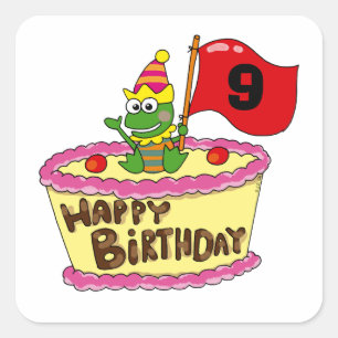 9e verjaardag van de geboorte vierkante sticker
