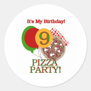 9e verjaardag van de Pizza-partij Ronde Sticker