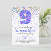 9e verjaardag van de uitnodiging tot Confetti van (Staand voorkant)