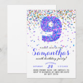 9e verjaardag van de uitnodiging tot Confetti van (Voorkant / Achterkant)