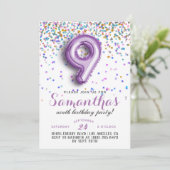 9e verjaardag van de uitnodiging tot Confetti van (Staand voorkant)