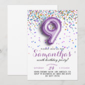9e verjaardag van de uitnodiging tot Confetti van (Voorkant / Achterkant)