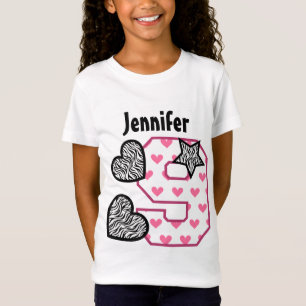 9e verjaardag Zebra Harten Negen jaar oud 10u T-shirt