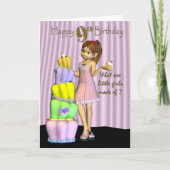 9ème Anniversaire, fille de carte de joyeux (Devant)