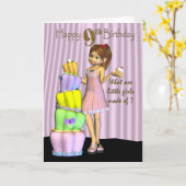 9ème Anniversaire, fille de carte de joyeux (Fleur jaune)