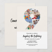 9ème anniversaire Invitation minimaliste - Numéro (Devant / Derrière)