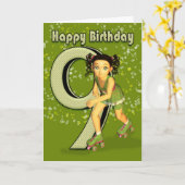 9ème Carte d'anniversaire - patinage de petite (Fleur jaune)