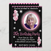 9ème invitation de photo d'anniversaire de filles (Devant / Derrière)