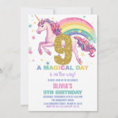 9ème Unicorn Invitations d'anniversaire (Devant)