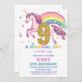 9ème Unicorn Invitations d'anniversaire (Devant / Derrière)
