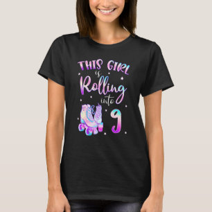 9th Bday Rolling In 9 Verjaardags Meisje Roller Sc T-shirt