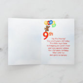 9th Birthday Royal Teddy Bear Kaart (Binnen)