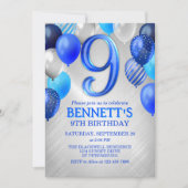 9th Boys Blue Birthday Invitation (Devant)