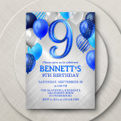 9th Boys Blue Birthday Invitation