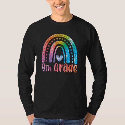 9th Grade Tie Dye Rainbow First Day Of Schoo Back  T-shirt (Voorkant)