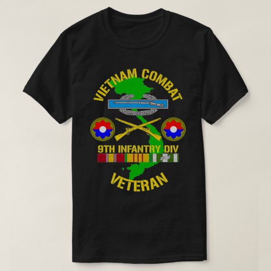 9th Infantry Division Vietnam Combat Veteran Prem T-shirt (Design voorkant)