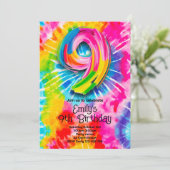 9th Tie Dye Birthday Kaart (Staand voorkant)