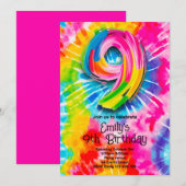 9th Tie Dye Birthday Kaart (Voorkant / Achterkant)