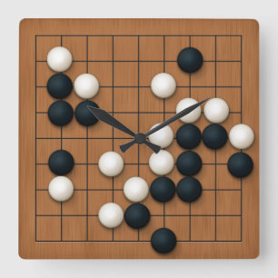 9x9 Go Board met stenen (bruin) Vierkante Klok