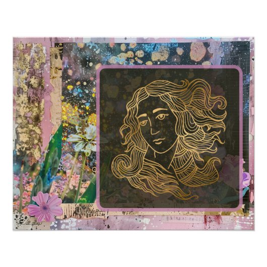 ** A100 Gouden Venus Vrouw Boho Waterverf Perfect Poster (Voorkant)