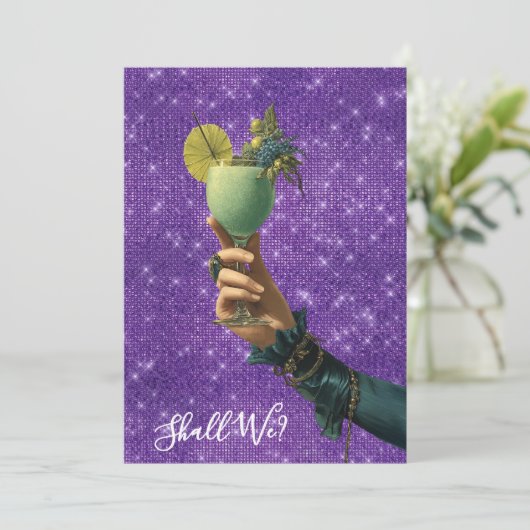 *~* A101 FOTO 2  Versierde Cocktail   DE MEISJES U Kaart (Staand voorkant)