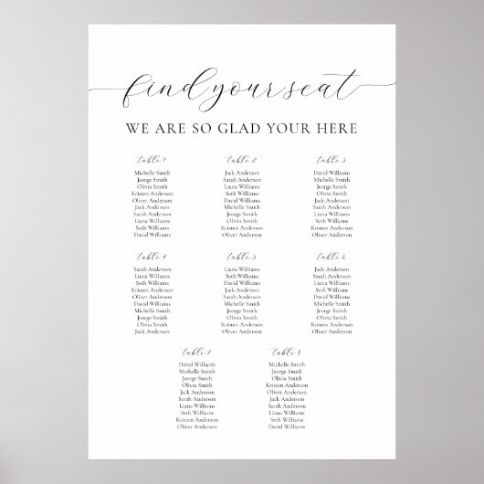 A1 Stoelindeling favoriete mensen 8 Tafels Poster (Voorkant)