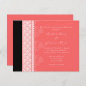 A2 Coral Pink One Side Damask Wedding Invitations Kaart (Voorkant / Achterkant)