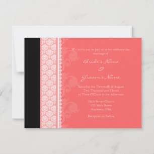 A2 Invitations de Mariage damassé monoface rose co