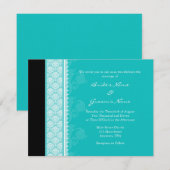 A2 Invitations Turquoise One Side Mariage damassé (Devant / Derrière)