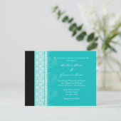 A2 Invitations Turquoise One Side Mariage damassé (Debout devant)