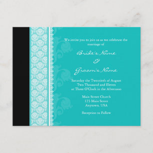 A2 Invitations Turquoise One Side Mariage damassé