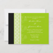 A2 Lime Green One-Side Damask Wedding Invitations Kaart (Voorkant)