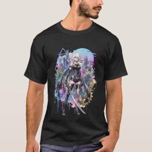 A2 NieR Automata Lange Zilver Witte Haren Beschadi T-shirt