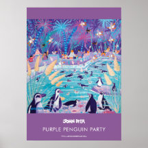 A2 poster van John Dyer. Paarse Pinguïn