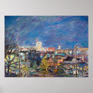 A2 SKYLINE NACHT UITZICHT POSTER