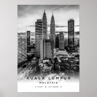 A3 Kuala Lumpur Malaisie Coordonnées Poster