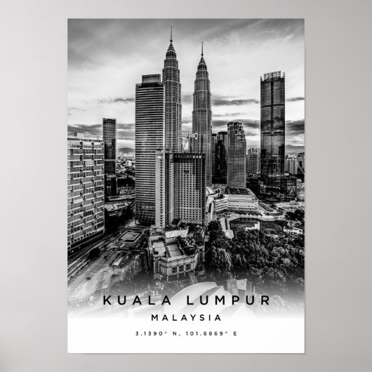A3 Kuala Lumpur Malaisie Coordonnées Poster (Devant)