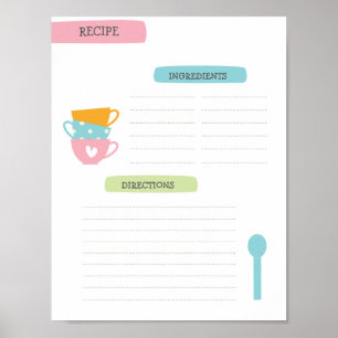 A4 Recept Sjabloon (Directe Download) Poster
