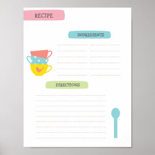 A4 Recept Sjabloon (Directe Download) Poster