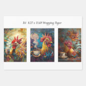 A4 Rooster Collection Inpakpapier Decoupage Vel (Voorkant)