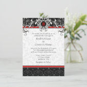 A6 Invitations au Monogramme de mariage rouge et n (Debout devant)