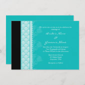 A6 Invitations Turquoise One Side Mariage damassé (Devant / Derrière)
