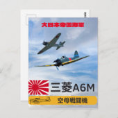 A6M MITSUBISHI "ZERO" GEVECHTSESKADER BRIEFKAART (Voorkant / Achterkant)