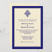 A7 Cream & Royal Blue Wedding Invitations (Devant / Derrière)