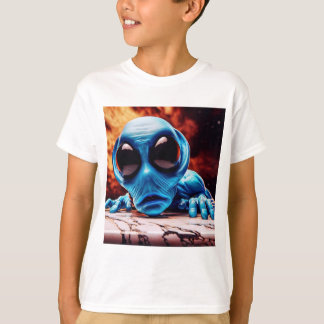 a-57 Personeel, Nieuwsgierige Blauwe Alien T-shirt